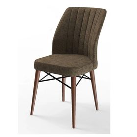 Canisa Eva Serisi 80x132 Açılabilir MDF Barok Ahşap Desen Mutfak Masası ve Kahverengi 4 Sandalye
