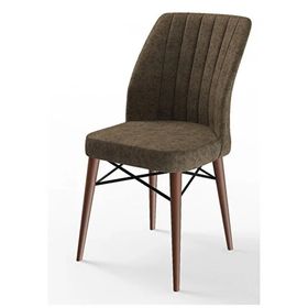 Canisa Eva Serisi 80x132 Açılabilir MDF Barok Ahşap Desen Mutfak Masası ve Kahverengi 6 Sandalye