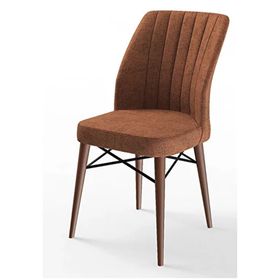 Canisa Eva Serisi 80x132 Açılabilir MDF Barok Ahşap Desen Mutfak Masası ve Kiremit 6 Sandalye