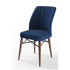 Canisa Eva Serisi 80x132 Açılabilir MDF Barok Ahşap Desen Mutfak Masası ve Lacivert 6 Sandalye
