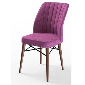 Canisa Eva Serisi 80x132 Açılabilir MDF Barok Ahşap Desen Mutfak Masası ve Mor 4 Sandalye 1 Bench