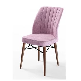 Canisa Eva Serisi 80x132 Açılabilir MDF Barok Ahşap Desen Mutfak Masası ve Pembe 6 Sandalye