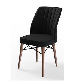 Canisa Eva Serisi 80x132 Açılabilir MDF Barok Ahşap Desen Mutfak Masası ve Siyah 4 Sandalye
