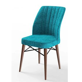 Canisa Eva Serisi 80x132 Açılabilir MDF Barok Ahşap Desen Mutfak Masası ve Turkuaz 4 Sandalye
