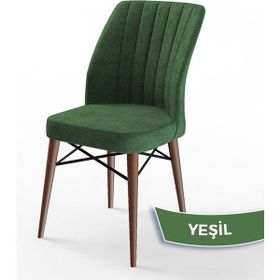 Canisa Flex Serisi Üst Kalite Gürgen Ceviz Ahşap Ayak Yeşil Mutfak Sandalyesi