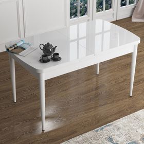 Canisa Han Serisi 70x114 Açılabilir Mdf Beyaz Masa Takımı ve 4 Adet Siyah Sandalye