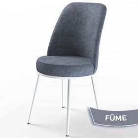 Canisa Han Serisi 70x114 Açılabilir Mdf Beyaz Masa Takımı ve 6 Adet Füme Sandalye