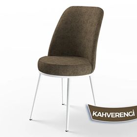 Canisa Han Serisi 70x114 Açılabilir Mdf Beyaz Mermer Desen Masa Takımı ve 6 Adet Kahverengi Sandalye