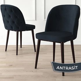 Canisa Jae Serisi 80x132 Açılabilir Barok Ahşap Desen Mutfak Masası Takımı ve 6 Adet Antrasit Sandalye