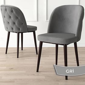 Canisa Jae Serisi 80x132 Açılabilir Barok Ahşap Desen Mutfak Masası Takımı ve 6 Adet Gri Sandalye