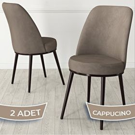 Canisa Jaxe Serisi 2 Adet Cappucino 1. Sınıf Babyface Kumaş Metal Kahverengi İskeletli Yemek Odası Sandalyesi