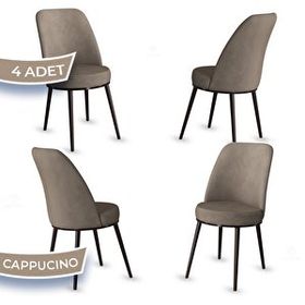 Canisa Jaxe Serisi 4 Adet Cappucino 1. Sınıf Babyface Kumaş Metal Kahverengi İskeletli Yemek Odası Sandalyesi