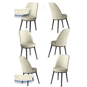 Canisa Jaxe Serisi 6 Adet Krem 1. Sınıf Babyface Kumaş Metal Kahverengi İskeletli Yemek Odası Sandalyesi
