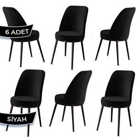 Canisa Jaxe Serisi 6 Adet Siyah 1. Sınıf Babyface Kumaş Metal Kahverengi İskeletli Yemek Odası Sandalyesi