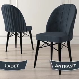 Canisa Jena Serisi Antrasit 1. Sınıf Babyface Kumaş Siyah Gürgen Ayaklı Yemek Odası Sandalyesi