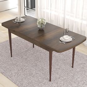 Canisa Kar Serisi 80x132 Açılabilir Mdf Barok Ahşap Desen Masa Takımı ve 4 Adet Krem Sandalye