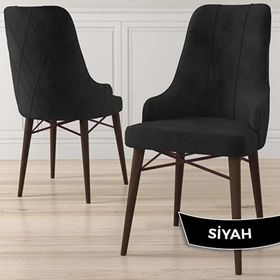 Canisa Kar Serisi 80x132 Açılabilir Mdf Barok Ahşap Desen Masa Takımı ve 4 Adet Siyah Sandalye