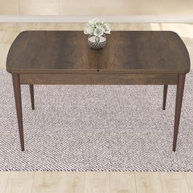 Canisa Kar Serisi 80x132 Açılabilir Mdf Barok Ahşap Desen Masa Takımı ve 4 Adet Siyah Sandalye