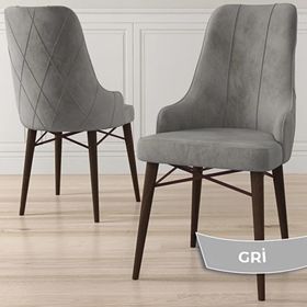 Canisa Kar Serisi 80x132 Açılabilir Mdf Beyaz Ceviz Ayak Masa Takımı ve 4 Adet Gri Sandalye