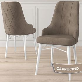 Canisa Kar Serisi 80x132 Açılabilir Mdf Beyaz Masa Takımı ve 4 Adet Cappucino Sandalye