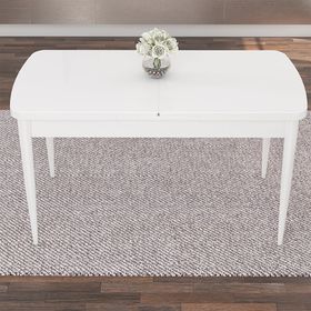 Canisa Kar Serisi 80x132 Açılabilir Mdf Beyaz Masa Takımı ve 6 Adet Krem Sandalye