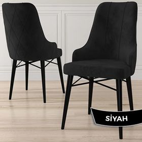 Canisa Kar Serisi 80x132 Açılabilir Mdf Siyah Mermer Desen Masa Takımı ve 4 Adet Siyah Sandalye