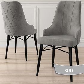 Canisa Kar Serisi 80x132 Açılabilir Mdf Siyah Mermer Desen Masa Takımı ve 6 Adet Gri Sandaly
