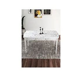 Canisa Kor Serisi 70x114 Açılabilir Beyaz Mermer Mutfak Masası
