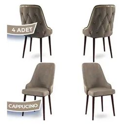 Canisa Krax Serisi 4 Adet 1. Sınıf Babyface Kumaş Gümüş Metal Ayaklı Cappucino Yemek Odası Sandalyesi