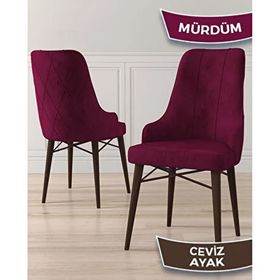 Canisa Lia Serisi 4 Sandalye Mürdüm 80x132 Açılabilir Barok Ahşap Desen Mutfak Masa Takımı