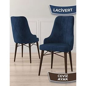 Canisa Lia Serisi 4 Sandalye ve 1 Bench Lacivert 80x132 Açılabilir Barok Ahşap Desen Mutfak Masa Takımı