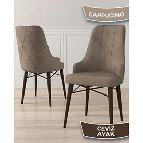Canisa Lia Serisi 6 Sandalye Cappucino 80x132 Açılabilir Barok Ahşap Desen Mutfak Masa Takımı