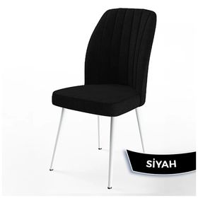 Canisa Mun Serisi 80x132 Açılabilir Mdf Beyaz Mermer Desen Masa Takımı ve 4 Adet Siyah Sandalye
