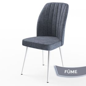 Canisa Mun Serisi 80x132 Açılabilir Mdf Beyaz Mermer Desen Masa Takımı ve 6 Adet Füme Sandalye