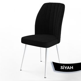 Canisa Mun Serisi 80x132 Açılabilir Mdf Beyaz Mermer Desen Masa Takımı ve 6 Adet Siyah Sandalye