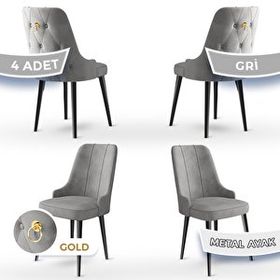 Canisa Newa Serisi 1. Sınıf Babyface Kumaş Siyah Metal Ayaklı Gümüş Halkalı Antrasit Sandalye
