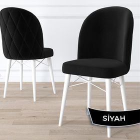 Canisa Rut Serisi 80x132 Açılabilir Beyaz Mermer Desen Mutfak Masası Takımı ve 4 Adet Siyah Sandalye