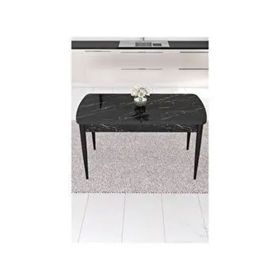 Canisa Taç Serisi Açılabilir 80x132 Siyah Mermer Mutfak Masası