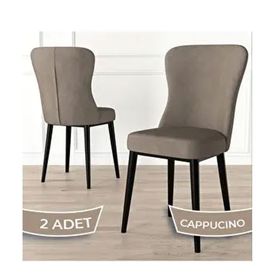 Canisa Tita Serisi 2 Adet Cappucino 1. Sınıf Babyface Kumaş Metal Kahve Ayaklı Yemek Odası Sandalyesi
