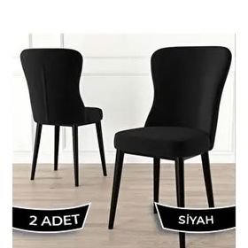 Canisa Tita Serisi 2 Adet Siyah 1. Sınıf Babyface Kumaş Metal Kahve Ayaklı Yemek Odası Sandalyesi
