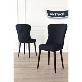 Canisa Tita Serisi 6 Adet Antrasit 1. Sınıf Babyface Kumaş Metal Kahve Ayaklı Yemek Odası Sandalyesi