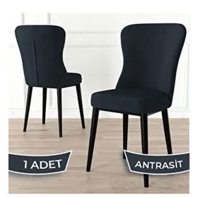 Canisa Tita Serisi Antrasit 1. Sınıf Babyface Kumaş Metal Siyah Ayaklı Yemek Odası