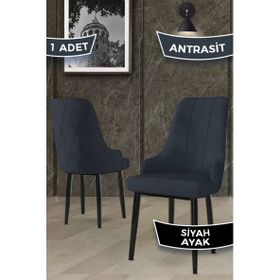Canisa Trex Serisi 1. Sınıf Babyface Kumaş Siyah Metal Ayak 1 Adet Antrasit Sandalye