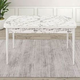 Canisa Zen Serisi Açılabilir 80x132 MDF Beyaz Mermer Mutfak Masası
