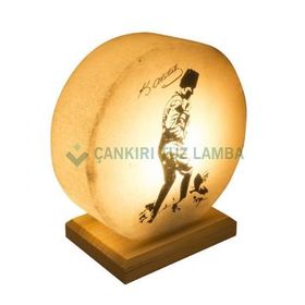 Çankırı Tuz Lamba Kemal Atatürk Tasarımlı Daire Kaya Tuzu Lambası