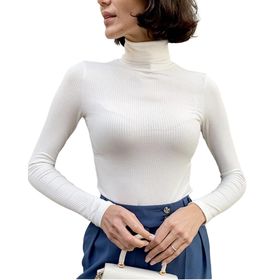 Canli4Y High Neck Top Beyaz Uzun Kollu Balıkçı Yaka Kadın Kazak