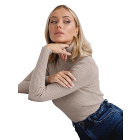 Canli4Y High Neck Top Haki Uzun Kollu Balıkçı Yaka Kadın Kazak