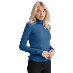 Canli4Y High Neck Top Mavi Uzun Kollu Balıkçı Yaka Kadın Kazak