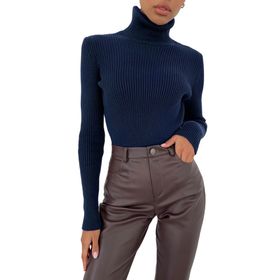Canli4Y High Neck Top Safir Mavisi Uzun Kollu Balıkçı Yaka Kadın Kazak