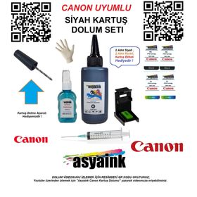Canon Asyaink E464 Yazıcı Pg46 Siyah Dolum Seti Kurtuş